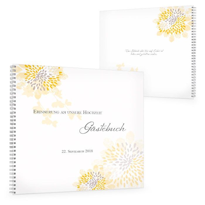 Romantisches Gästebuch in Gelb mit floralem Muster